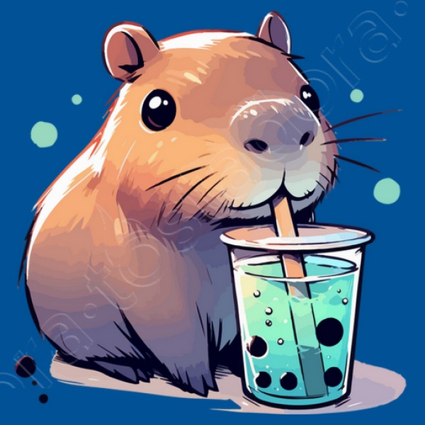 El capibara bebe tu00e9 de boba