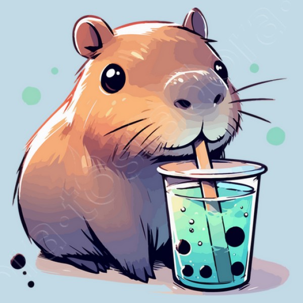 El capibara bebe tu00e9 de boba