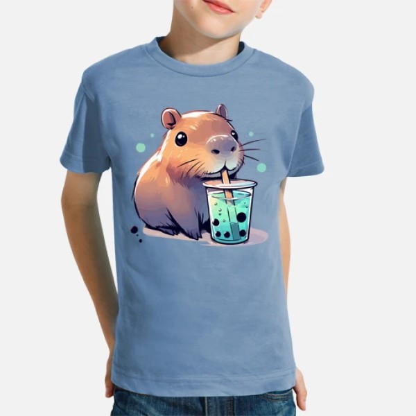El capibara bebe tu00e9 de boba