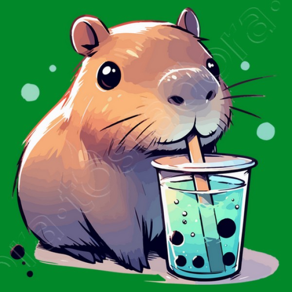 El capibara bebe tu00e9 de boba