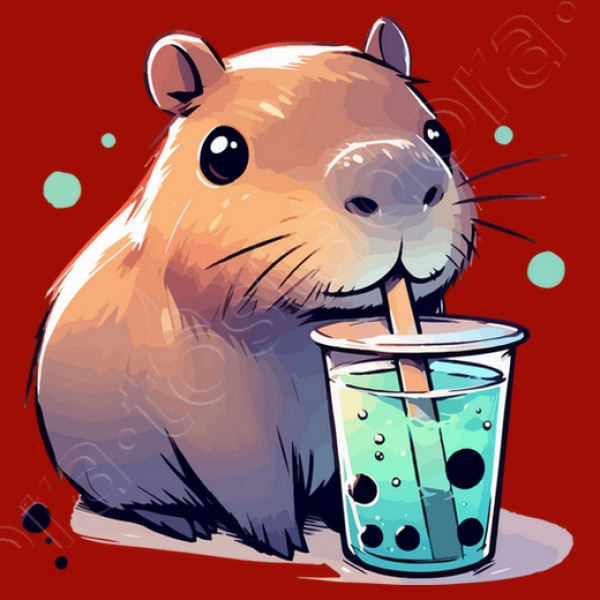 El capibara bebe tu00e9 de boba