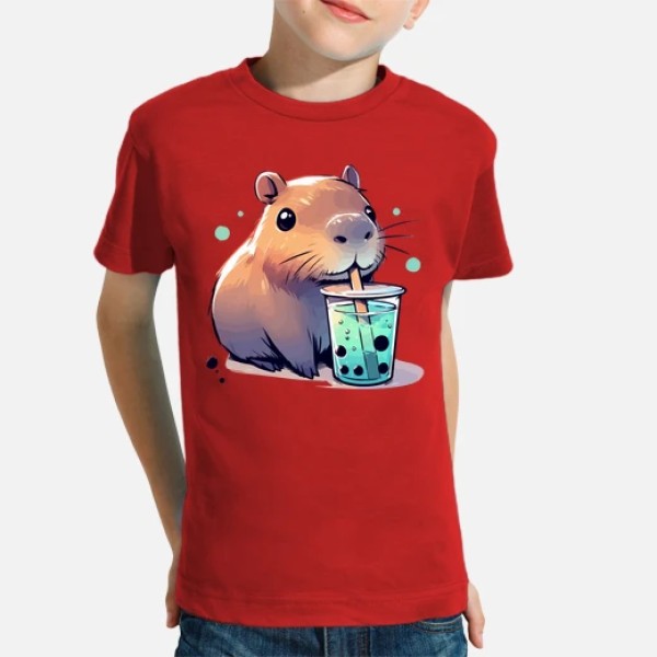 El capibara bebe tu00e9 de boba