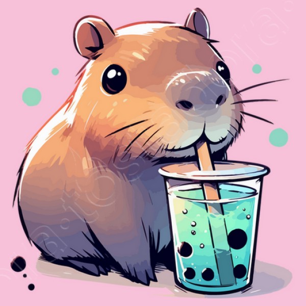 El capibara bebe tu00e9 de boba