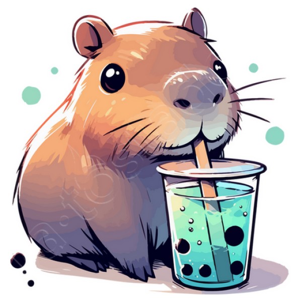 El capibara bebe tu00e9 de boba