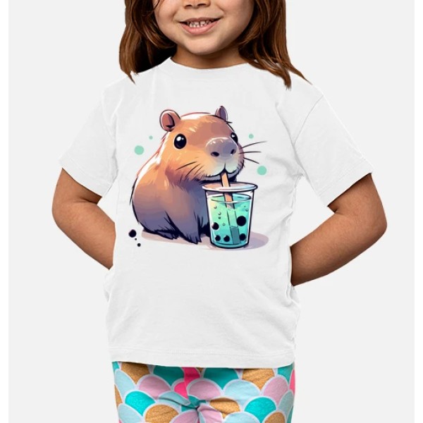 El capibara bebe tu00e9 de boba