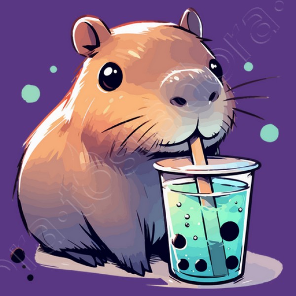 El capibara bebe tu00e9 de boba