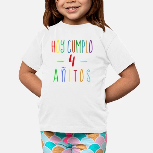 Camiseta 4 cumpleau00f1os niu00f1o o niu00f1a
