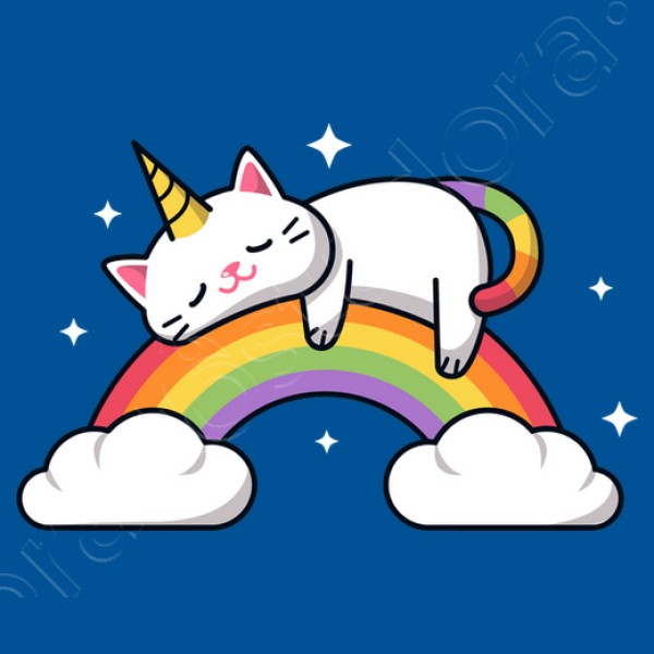 gato unicornio tomando una siesta