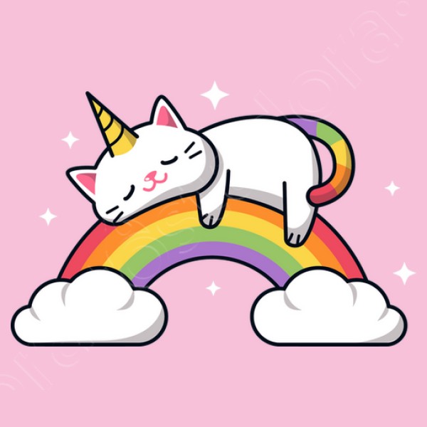gato unicornio tomando una siesta