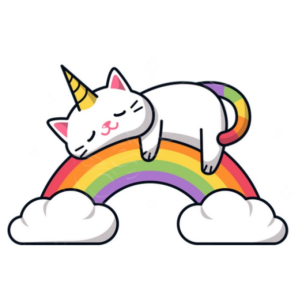 gato unicornio tomando una siesta