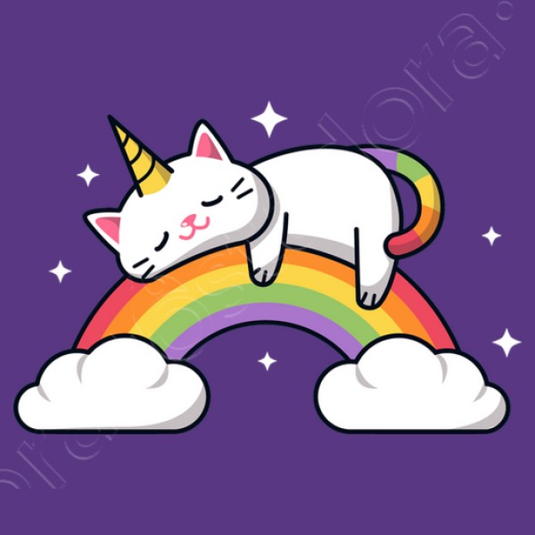gato unicornio tomando una siesta