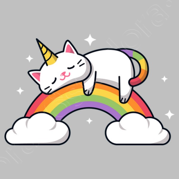 gato unicornio tomando una siesta