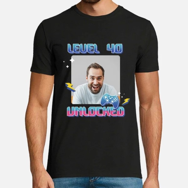 camiseta level 40 unlocked foto personalizable