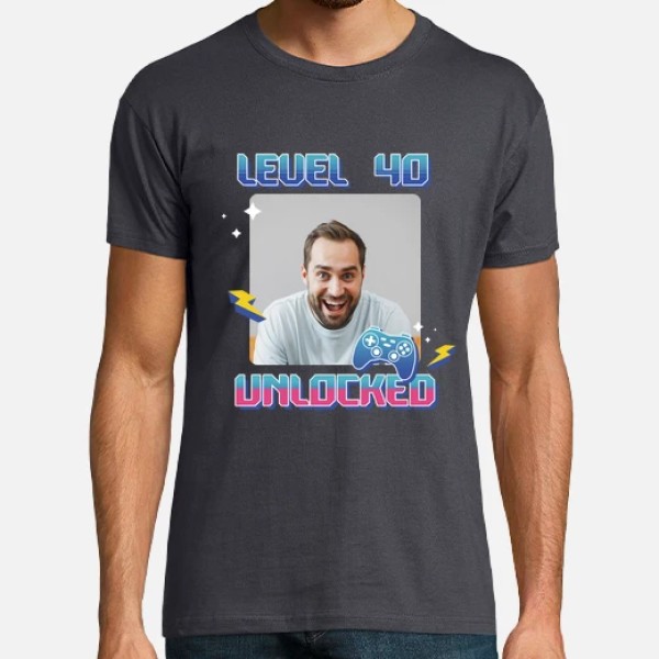 camiseta level 40 unlocked foto personalizable