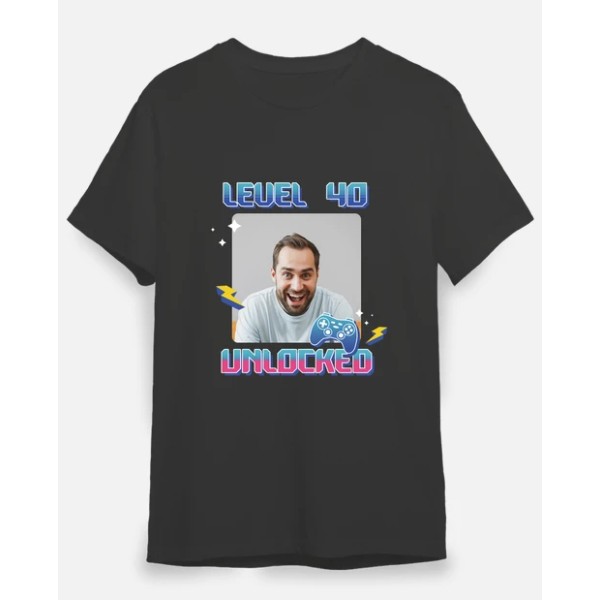 camiseta level 40 unlocked foto personalizable