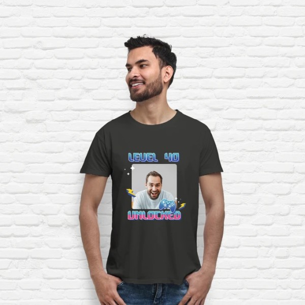 camiseta level 40 unlocked foto personalizable