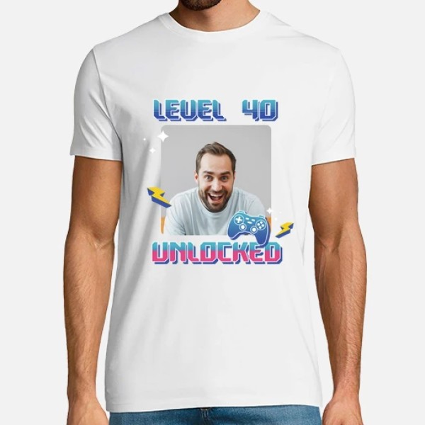 camiseta level 40 unlocked foto personalizable