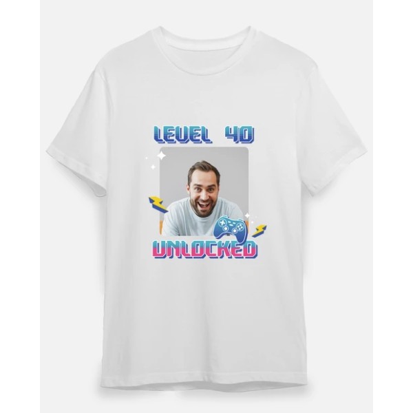 camiseta level 40 unlocked foto personalizable