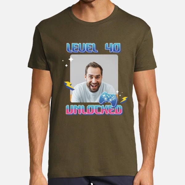 camiseta level 40 unlocked foto personalizable