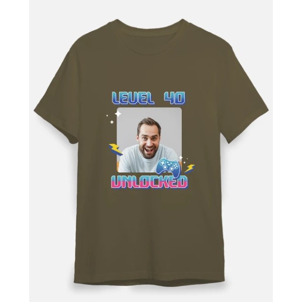camiseta level 40 unlocked foto personalizable