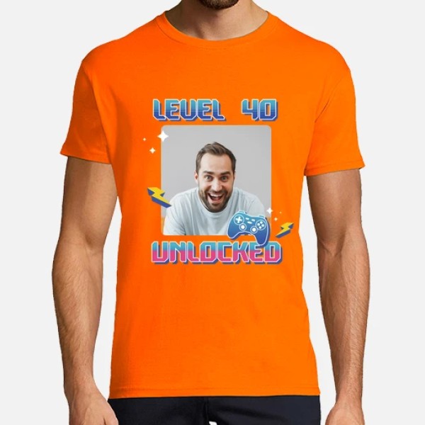 camiseta level 40 unlocked foto personalizable