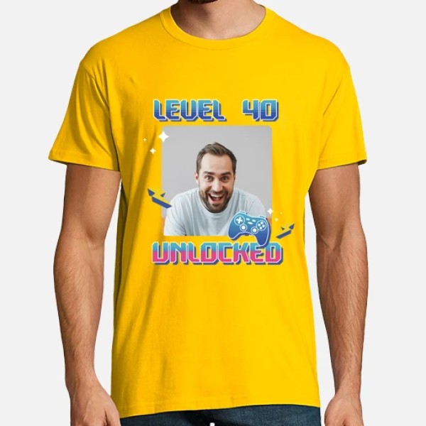 camiseta level 40 unlocked foto personalizable