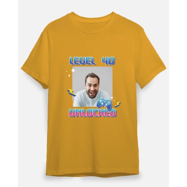 camiseta level 40 unlocked foto personalizable