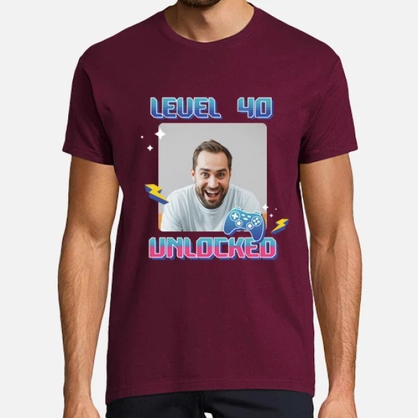 camiseta level 40 unlocked foto personalizable