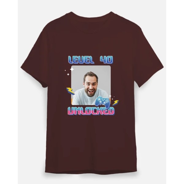 camiseta level 40 unlocked foto personalizable