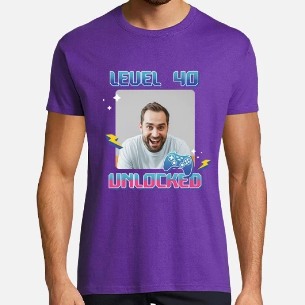 camiseta level 40 unlocked foto personalizable