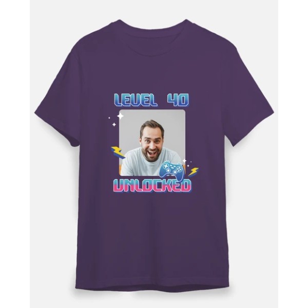 camiseta level 40 unlocked foto personalizable
