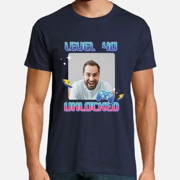 camiseta level 40 unlocked foto personalizable