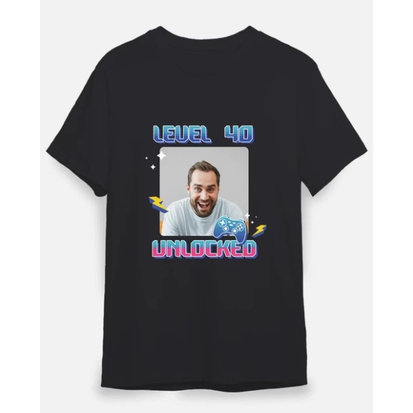 camiseta level 40 unlocked foto personalizable