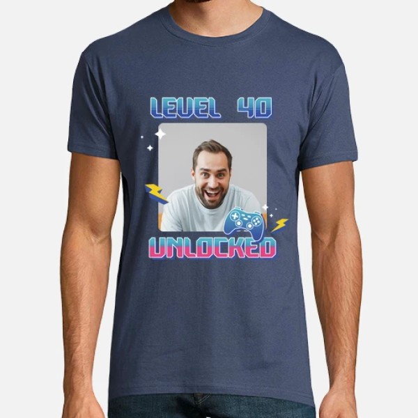 camiseta level 40 unlocked foto personalizable