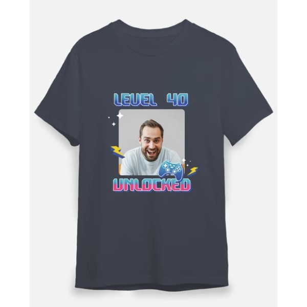 camiseta level 40 unlocked foto personalizable