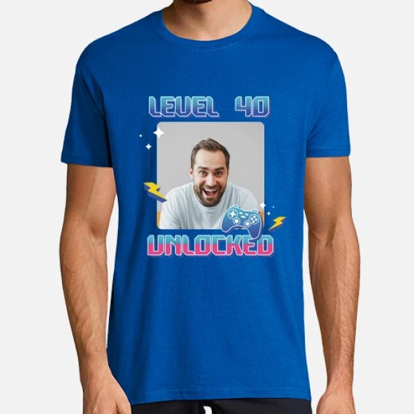 camiseta level 40 unlocked foto personalizable