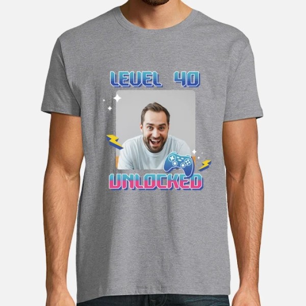 camiseta level 40 unlocked foto personalizable