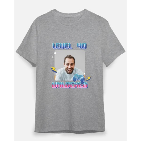 camiseta level 40 unlocked foto personalizable