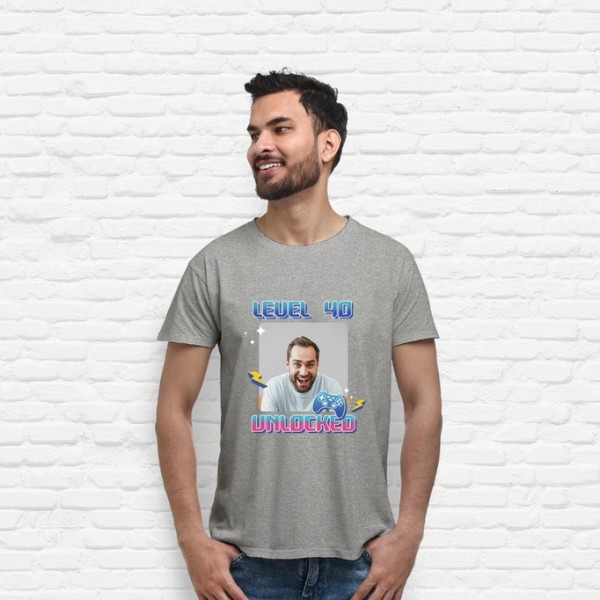 camiseta level 40 unlocked foto personalizable