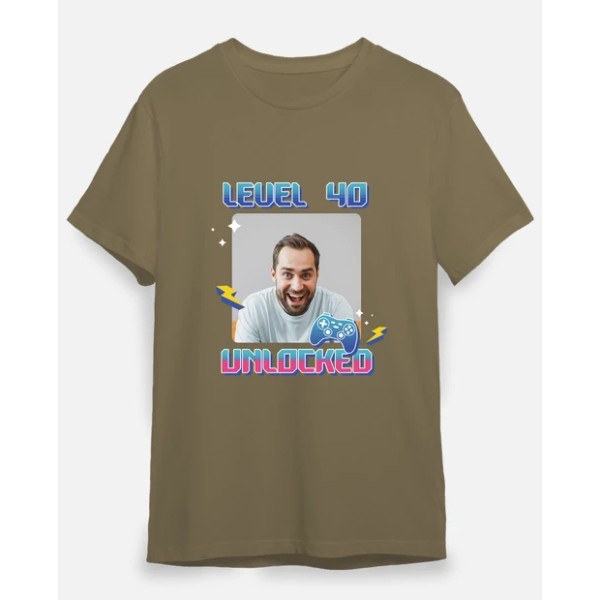camiseta level 40 unlocked foto personalizable