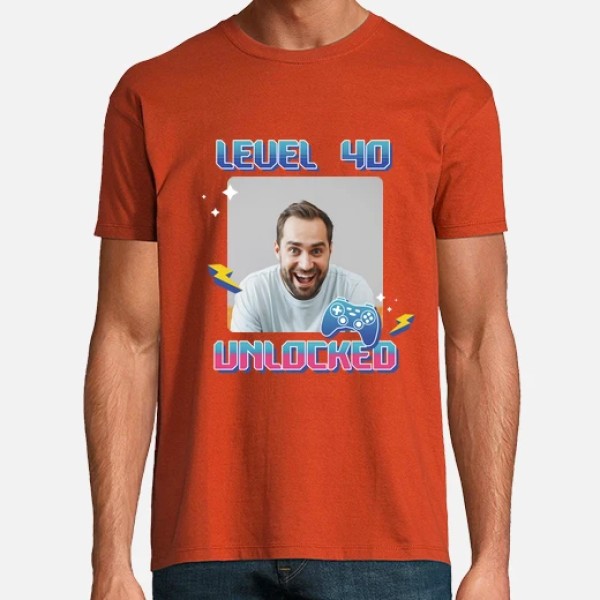 camiseta level 40 unlocked foto personalizable