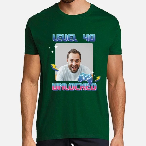 camiseta level 40 unlocked foto personalizable