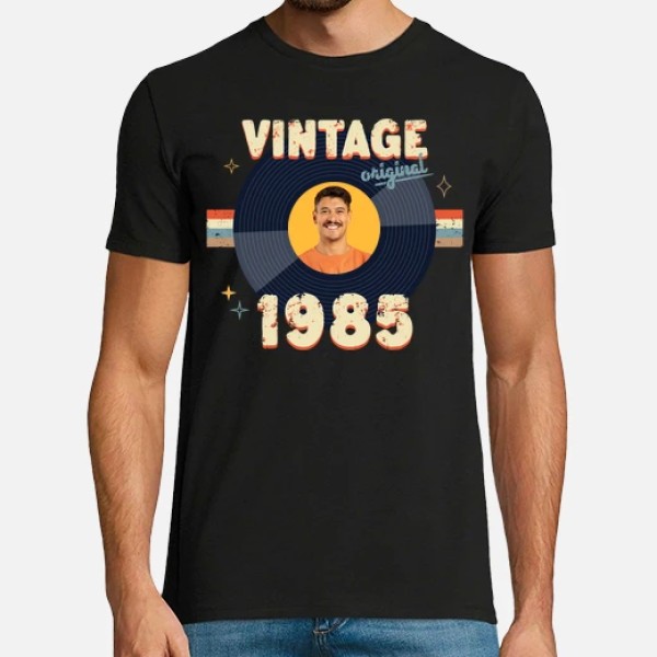 camiseta vintage 1985 foto personalizable