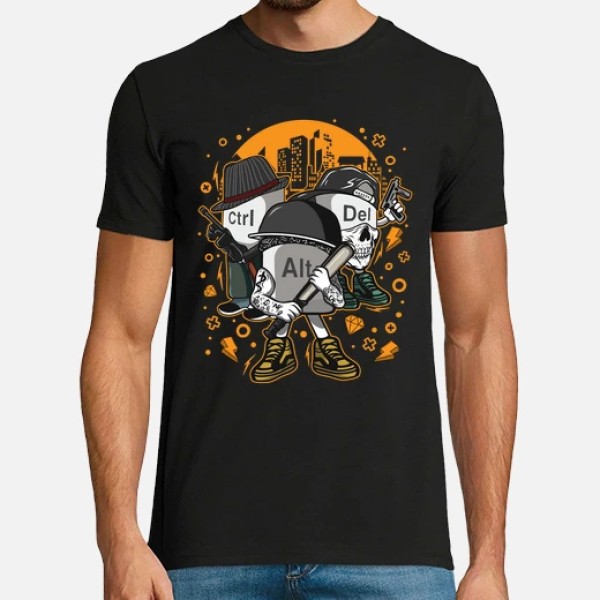 Camiseta friki Ctrl alt del mafia gangsters ordenadores informu00e1tica geek friki