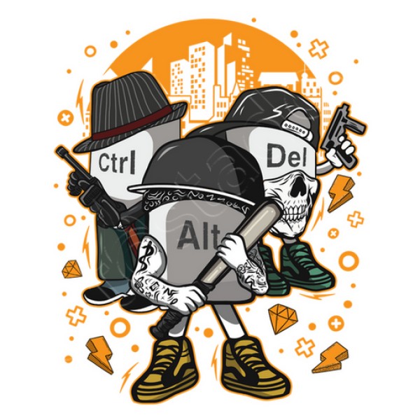 Camiseta friki Ctrl alt del mafia gangsters ordenadores informu00e1tica geek friki