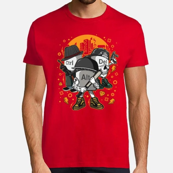 Camiseta friki Ctrl alt del mafia gangsters ordenadores informu00e1tica geek friki