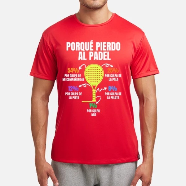 Camiseta padel Porque pierdo padel divertido jugador