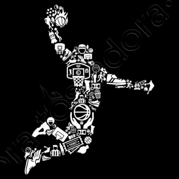 Silueta Jugador De Baloncesto Collage NBA Basketball Deporte