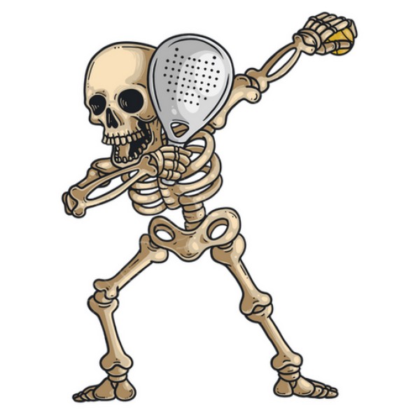 jugador de pu00e1del frotando esqueleto cru00e1