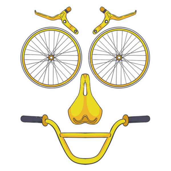 Cara Bici Piezas Bicicleta Sonrisa Deporte Ciclismo Divertida